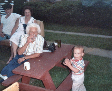 Doug with Great Aunt Helen Woods, Grandma Woods, Uncle Jim circa 1984